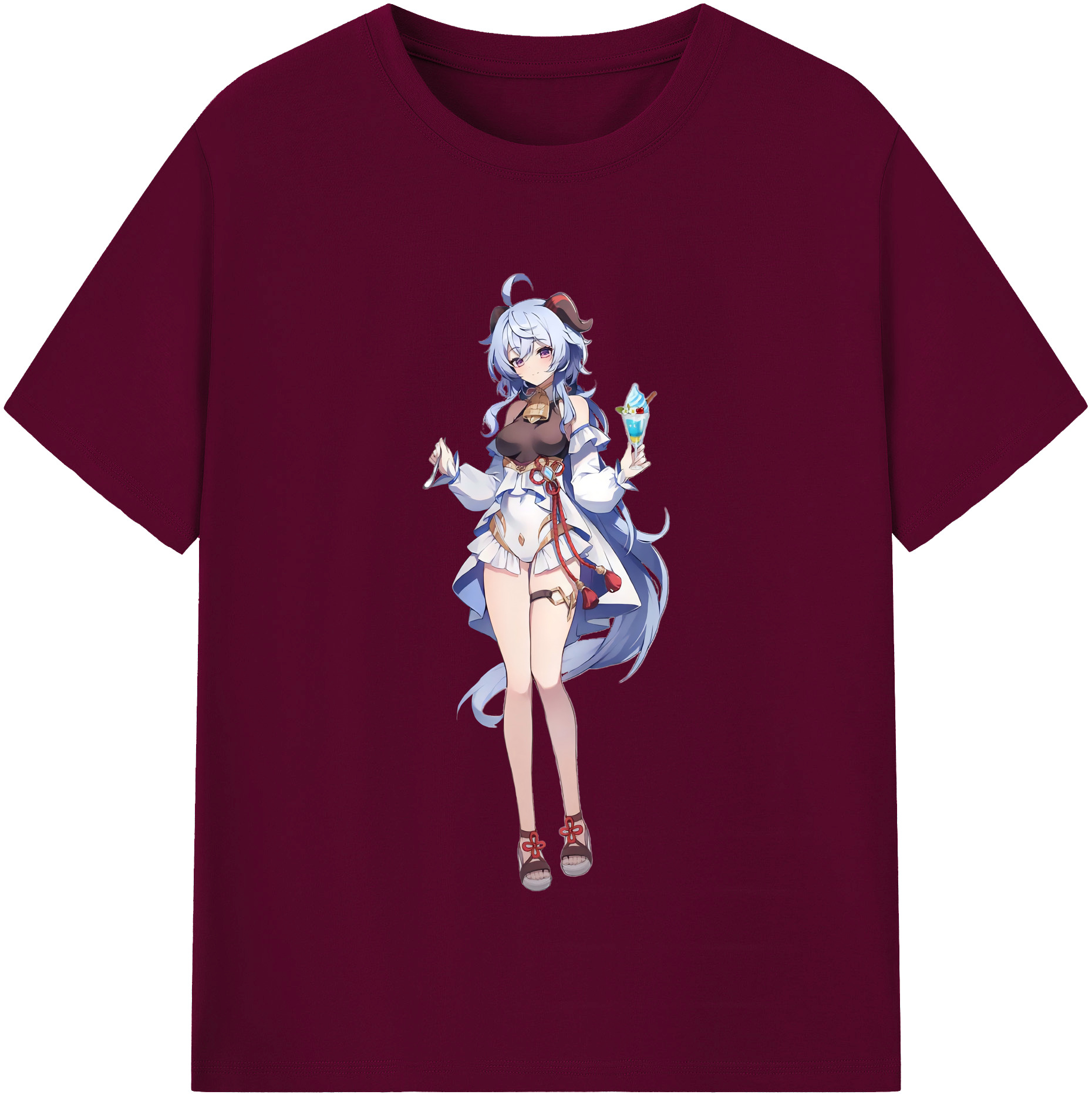 げんし神 甘雨 かんう genshin Ganyu レディースカジュアルプリントTシャツ（綿100％）